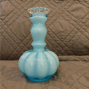 Fenton Sky Blue Sculpted Glass Vase